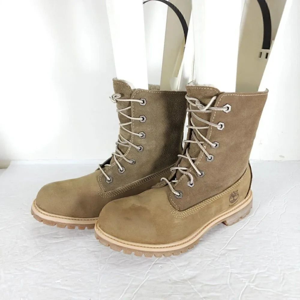 Timberland Women's Jayne US8M Brown Leather Fleece Lace Up Waterproof Boots